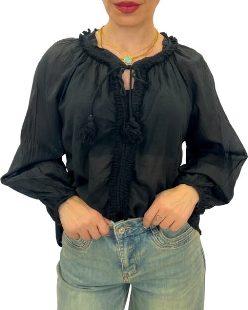 Μπλούζα boho ημιδιάφανη