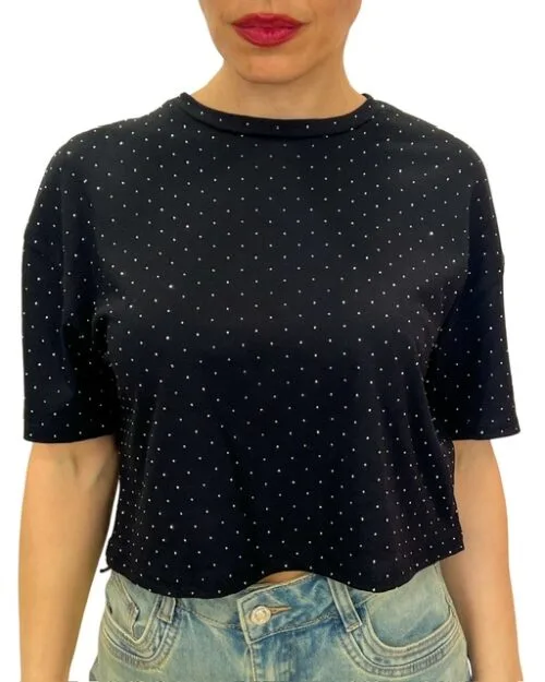 T-shirt crop με στρας